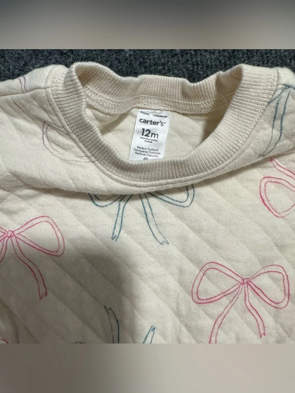 Carter's Quilted Baby Girl Bow Print Long-Sleeve Jumpsuit